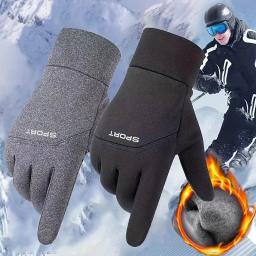 Homens inverno à prova dwaterproof água luvas de ciclismo esportes ao ar livre esqui correndo motocicleta tela sensível ao toque luvas de lã antiderrapante quente dedos completos - Image 1