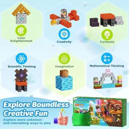 Blocos de construção magnéticos meu mundo cubo ímã mundo conjunto para criança idade 3 + diy modelo crianças haste melhor brinquedo sensorial montessori - Image 5