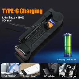 Lanterna USB Recarregável com Bateria Embutida, Tocha de Acampamento, Luz de Trabalho LED, Base Magnética, 5 Modos, Casa, Exterior - Image 6