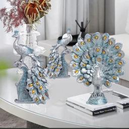 Pavão resina ornamento para a decoração Home, escritório escultura artesanato, moderno e nobre, luxo e elegante, sala e estante, 1pc - Image 4