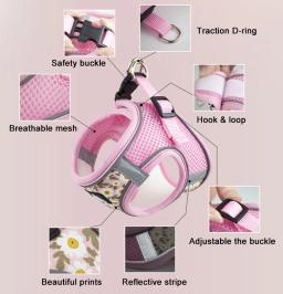 Conjunto reflexivo de arnês e trela para cães, cinta no peito para cachorro pequeno, colete de gatos chihuahua, yorkies, teddy walking suprimentos - Image 2