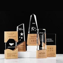 Troféu de cristal de madeira livre personalizado gravura a cores impressão cristal prêmio copo filme esportes prêmio personagem evento modelo lembrança - Image 5