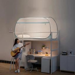 Cama de beliche com zíper duplo, rede mosquiteira para dormitório de estudantes, instalação gratuita, rede mosquiteira de yurt, porta única, cama única - Image 5