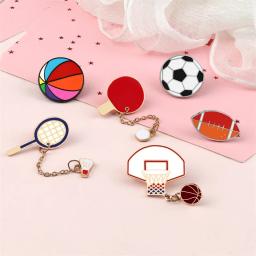 Série de esportes broches futebol basquete pingpong badminton esmalte pino bola criativa emblema camisa saco lapela pino estudante jóias - Image 2