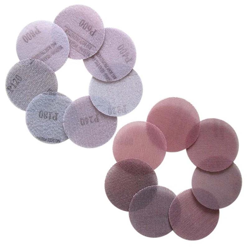 100 pacote 2 Polegada disco de lixa de malha gancho e laço abrasivo livre de poeira lixa papel 50mm anti-entupimento para polimento de madeira automotiva - Image 1