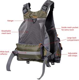 Outdoor respirável pesca colete, ajustável esportes Tackle, leve, nadar - Image 4