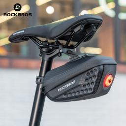 Rockbros 5 padrões selim de bicicleta resistente a riscos alto brilho saco de sela à prova dwaterproof água com luz traseira saco de casca dura - Image 1