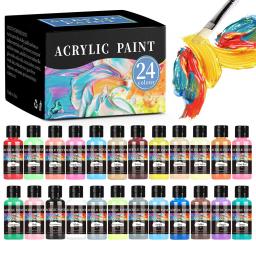 Conjunto De Tinta Engarrafada Acrílica Para Vestuário De Tecido, Pigmento Rico, Pigmento De Couro DIY, 24 Cores Por Conjunto - Image 1