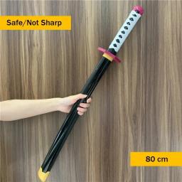 Demônio Slayer Katana Espadas, bambu madeira Anime Katana Arma, Tanjirou Cosplay Espada, Prop Toy Presente Boy, Ninja Blade, 80cm - Image 4