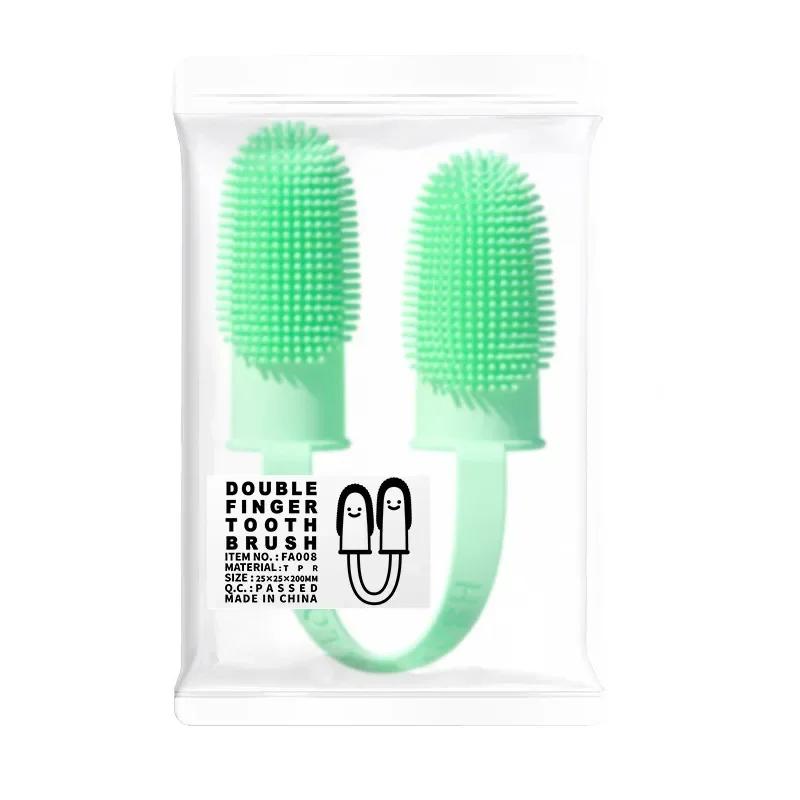 Pet Finger Toothbrush Kit Super macio, escova de dentes dupla, cuidados dentários para cachorros, gatos e pequenos animais de estimação - Image 1