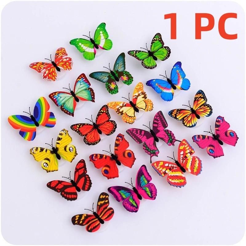 3D Pasteable Butterfly Night Lights, Lâmpadas LED Adesivo de Parede, Criativo DIY, Luz Decorativa, Decoração de Casa, 1-4 Pcs - Image 1