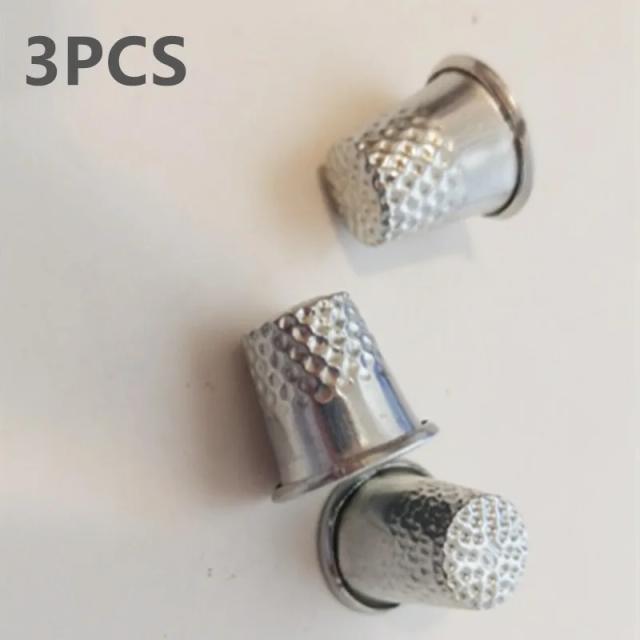Conjunto de 3 Dedais de Metal para Costura com Almofada e Protetor de Dedo - Acessórios Essenciais para Artesanato e Confeitaria