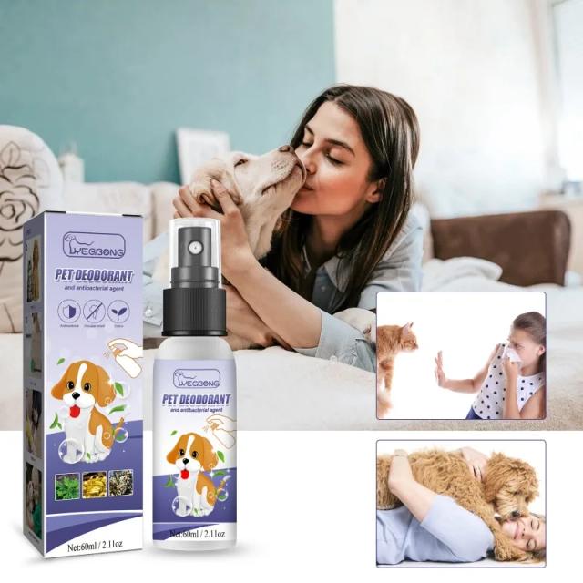 Desodorizante Spray Pet para Gatos e Cães - Elimina Odor de Fezes e Urina, Antibacteriano e Ambientador - 60ml
