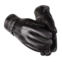Luvas de couro grossas para homens, Luvas Touchscreen, Luvas de motocicleta, Resistente ao desgaste, Isolado, Inverno - Image 1