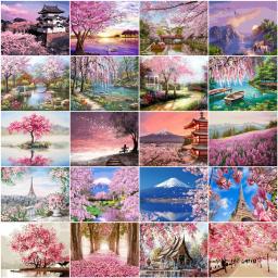 Huacan-pintura de paisagem por número, desenho em tela, cenário, pintado à mão, presente de arte, fotos para decoração - Image 1