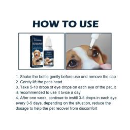 Pet colírio para cães e gatos, remove marcas de lágrima, alivia a coceira ocular, limpeza suave, Pet Supplies, 10ml - Image 4
