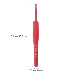 Alumínio Knitting Needles com agulha, Red Silicone Crochet Hook Tool, Além de ganchos, 9 pcs, 14XZ136cm - Image 4