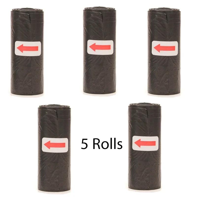 Sacos descartáveis para cocô de animais de estimação, saco para cocô de cachorro, dispensador de osso com clipe de coleira, produtos para cachorro, suprimentos, 5 rolos (75 peças) sacos - Image 1