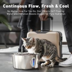 Fonte de água de aço inoxidável para vários animais, distribuidor automático para cães e gatos, 135oz, 4L - Image 3