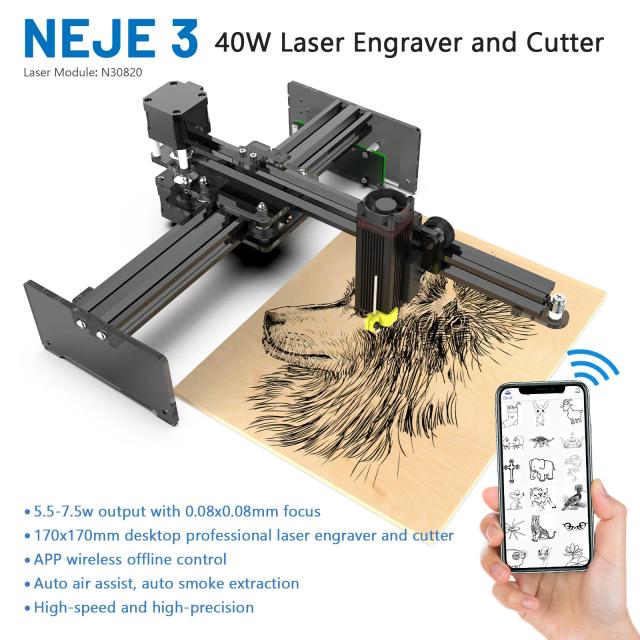 Gravador e Cortador a Laser NEJE CNC Max V2 E80 120W com Air Assist Embutido para Madeira e Metal - Estoque no Brasil