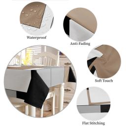 Toalha de mesa impermeável para decorações de festa, toalha retangular, mesa de cozinha, arte abstrata, patchwork marrom e cinza - Image 5