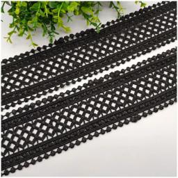 70mm 75mm preto branco oco para fora floral bordado laço fita diy vestuário costura tecido laço fita vestido vestuário decoração - Image 5