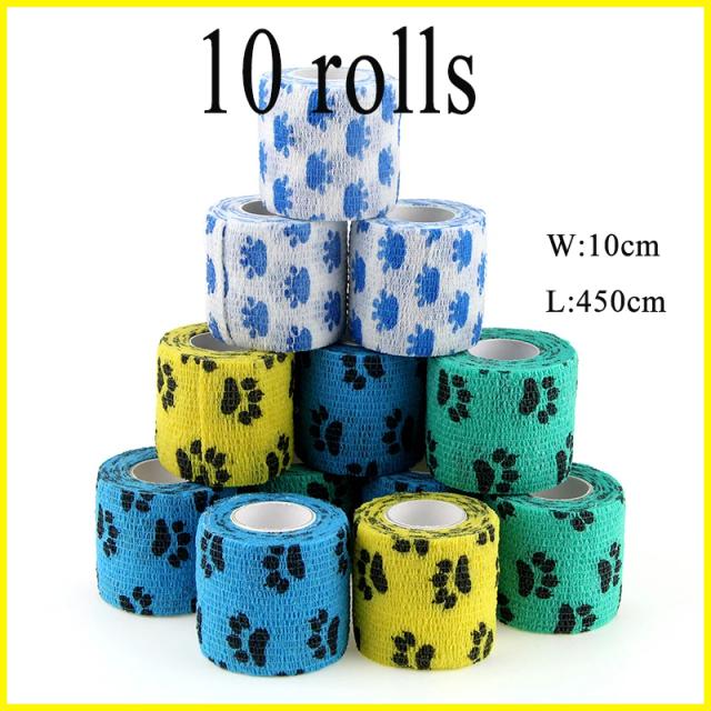 Bandagem Elástica Auto-Adesiva para Animais de Estimação - Suprimentos Clínicos em Gaze Sem Tecido, Ideal para Cães e Gatos, Pacote com 10 Rolos