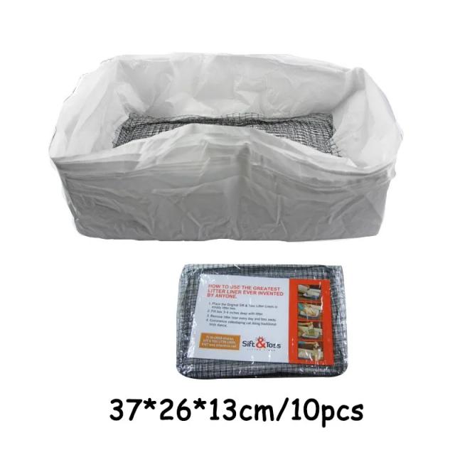 Conjunto de 10 Sacos de Areia Reutilizáveis para Gatos com Filtro Líquido e Cordão Grosso, Ideal para Caixa de Areia Portátil