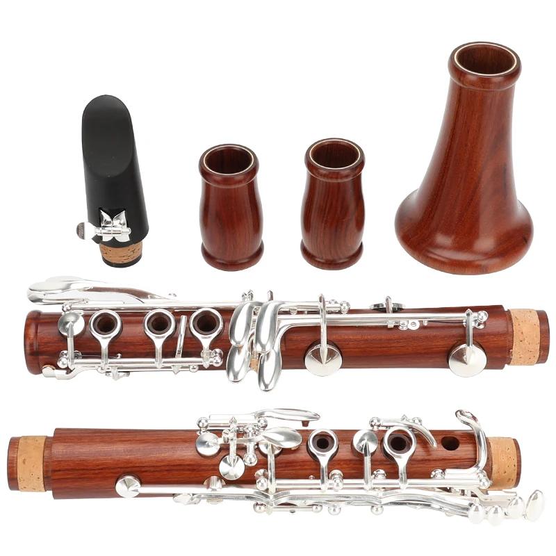 ANMUTIG-Clarinete Bb profissional de madeira vermelha com 17 teclas, prata em jacarandá H32 - Image 1