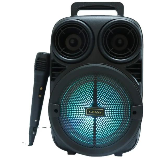 Caixa de Som Bluetooth Portátil com Subwoofer, Luzes RGB e Função de Karaoke para Festas ao Ar Livre