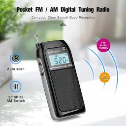 RETEKESS-Mini Rádio de Bolso com Display Retroiluminado para Idosos, Receptor MP3 Portátil, Estéreo Digital, Apoio Cartão TF, FM, AM, PR12 - Image 2
