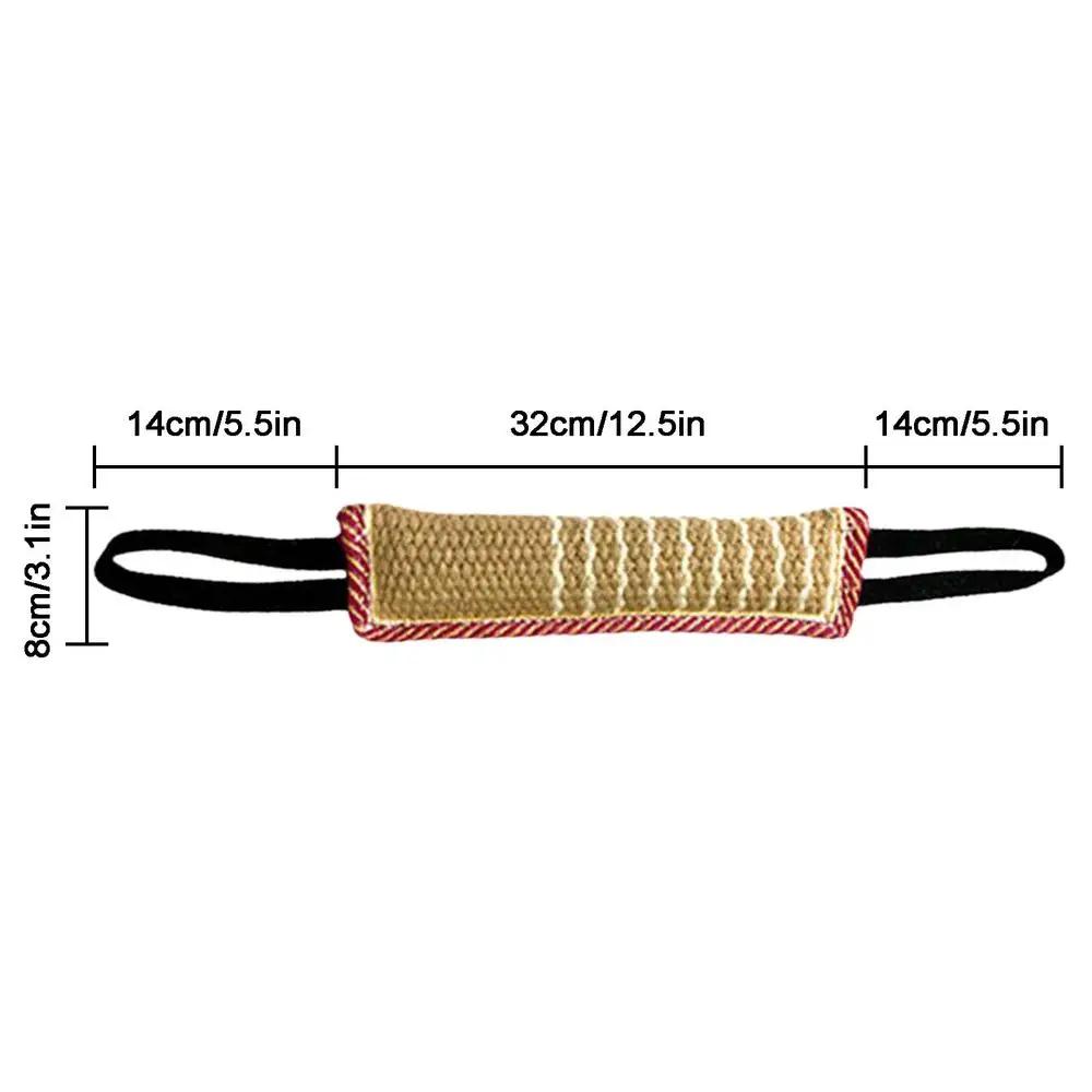 Almofada de mordida de juta para cães, Rebocador, Equipamento de treinamento, Jogo interativo, Brinquedo Mastigação Difícil, Cão grande, 2 alças fortes - Image 1