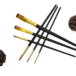 6 pçs conjunto de pincel pintura artista preto punho de madeira óleo acrílico aquarela escova para o corpo rosto rocha desenho da lona arte artesanato - Image 3