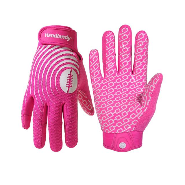Luvas de Futebol Americano Juvenil Rosa para Meninos e Meninas, Largas e Pegajosas para Receptores