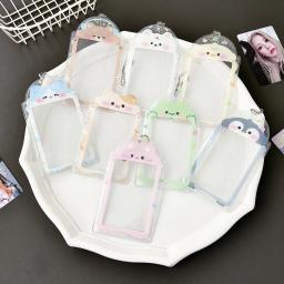 Kawaii Casa Titulares Do Cartão Com Corrente, Kpop Photocard Titular, Tampa De PVC Transparente, Chaveiro, 1Pc - Image 6
