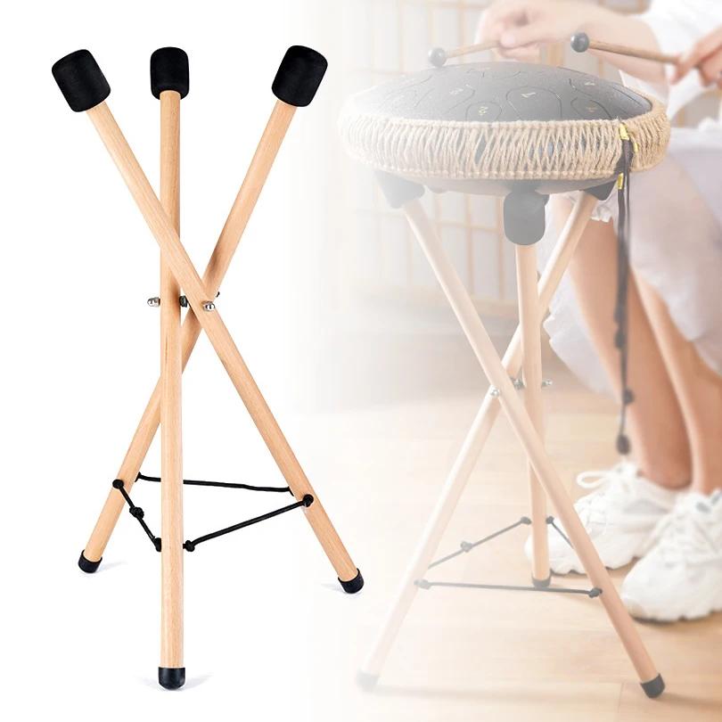 Tambor rack língua mão suporte de madeira faia triângulo suporte pendurar handpan universal dobrável portátil acessórios tambor - Image 1