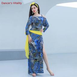 Terno de treinamento de dança do ventre para mulheres impresso prática de dança do ventre robe roupas shaabi baladi folk vestido feminino roupas orientais - Image 5