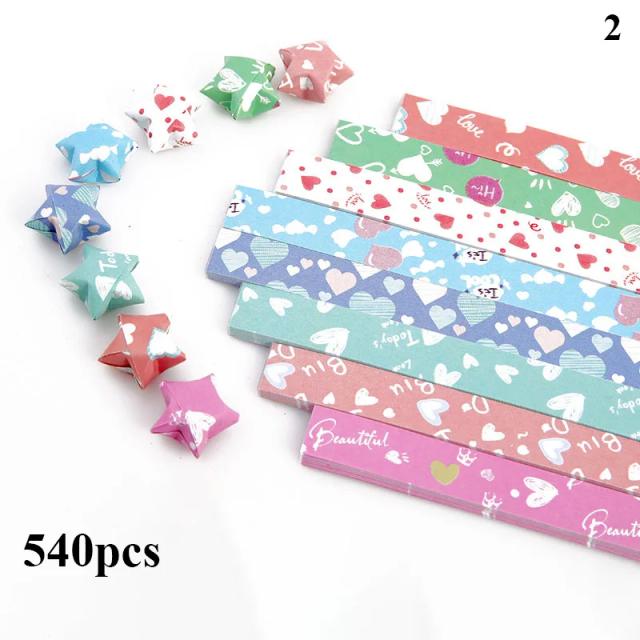 Conjunto Colorido de Origami Star Strip com 540 Peças - Papel para DIY e Decoração de Casa