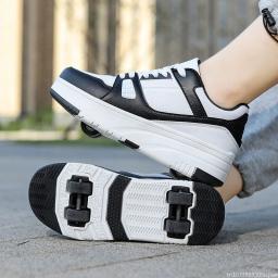 Sapatos de skate para crianças, calçados esportivos casuais, tênis de 4 rodas, botas para meninos e meninas, presente para crianças, moda outono - Image 1