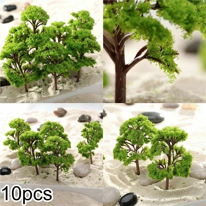 Modelo de plástico trem artificial em miniatura árvore cenário ferrovia decoração construção paisagem acessórios brinquedos para crianças - Image 1