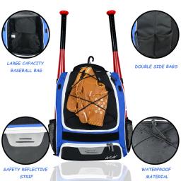 Baseball Bat Mochila com Cerca Gancho e Sapatos Compartimento, Saco De Esportes, Multi Bolsos, Jovem Adulto - Image 4