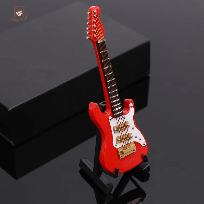 Mini guitarra elétrica em miniatura de madeira, instrumento musical, decoração de guitarra, presente para quarto, sala de estar, 1pc - Image 1
