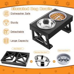 Duplo elevado Pet Bowls para médio e grande cão, altura ajustável, Slow Feeding Dish, Stand 3, alimentos elevados, mesa de alimentadores de água - Image 5