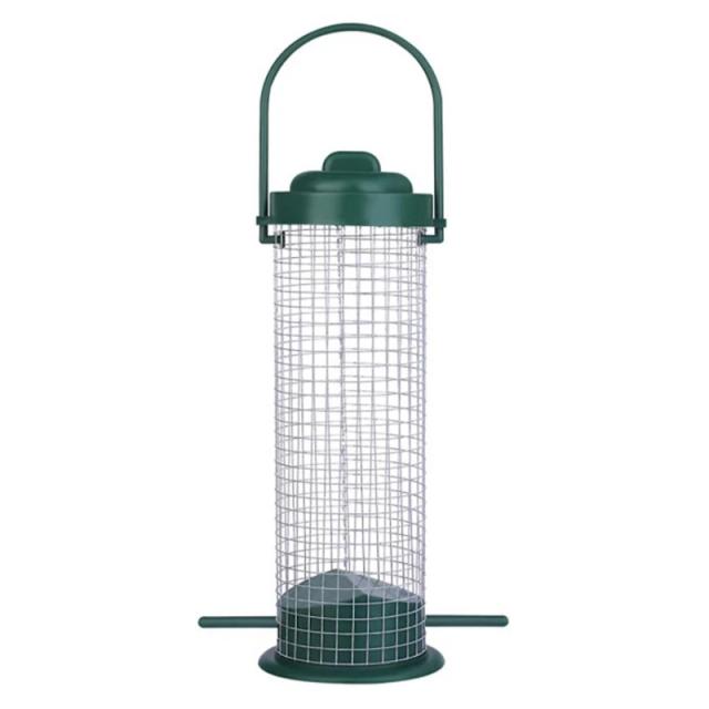 Dispenser de Sementes e Frutas para Pássaros com Suporte de Metal e Tubo Pendurado