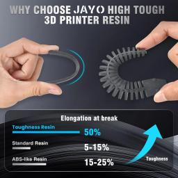 JAYO-UV Resina para LCD 3D Printing Material, ABS como, padrão, base vegetal, Nylon como, Water-Wash, cura UV rápida líquida, 405nm, 1kg - Image 4