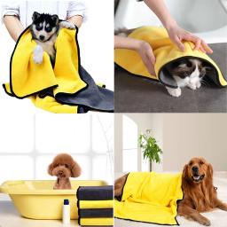 Toalhas de fibra macia de secagem rápida para cães e gatos Toalha de banho absorvente, Pet Roupão, Toalha de limpeza conveniente - Image 1