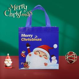 Natal tecido não tecido sacolas doces presente embalagem papai noel/homem de neve impresso crianças favores presente de ano novo sacos de compras - Image 3