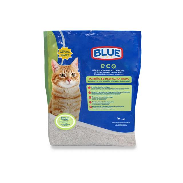 Areia para Gatos 2kg Blue Eco Premium para Conforto e Controle de Odores