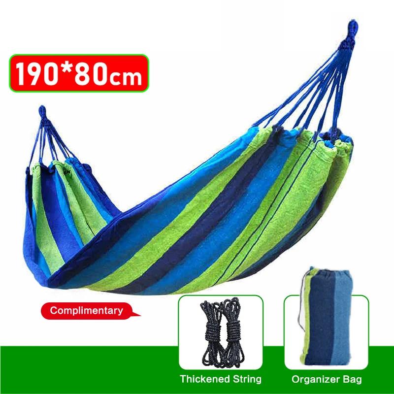Rede de lona portátil com saco de transporte, Outdoor Camping Hammock, Balanço de lazer, extra largo, 1-2 pessoas - Image 1