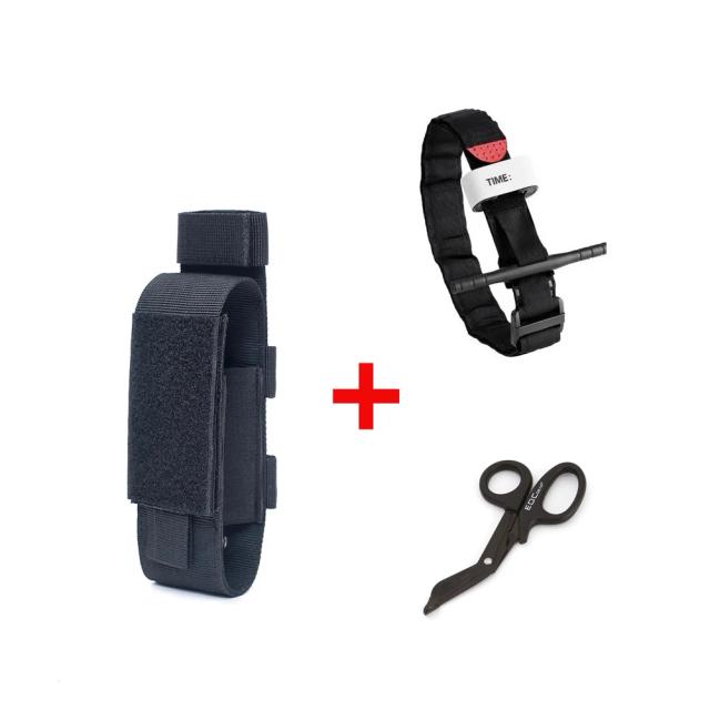 Kit Tático de Primeiros Socorros: Fivela para Gato, Torniquete, Malote, Atadura de Emergência e Tesoura de Hemostasia